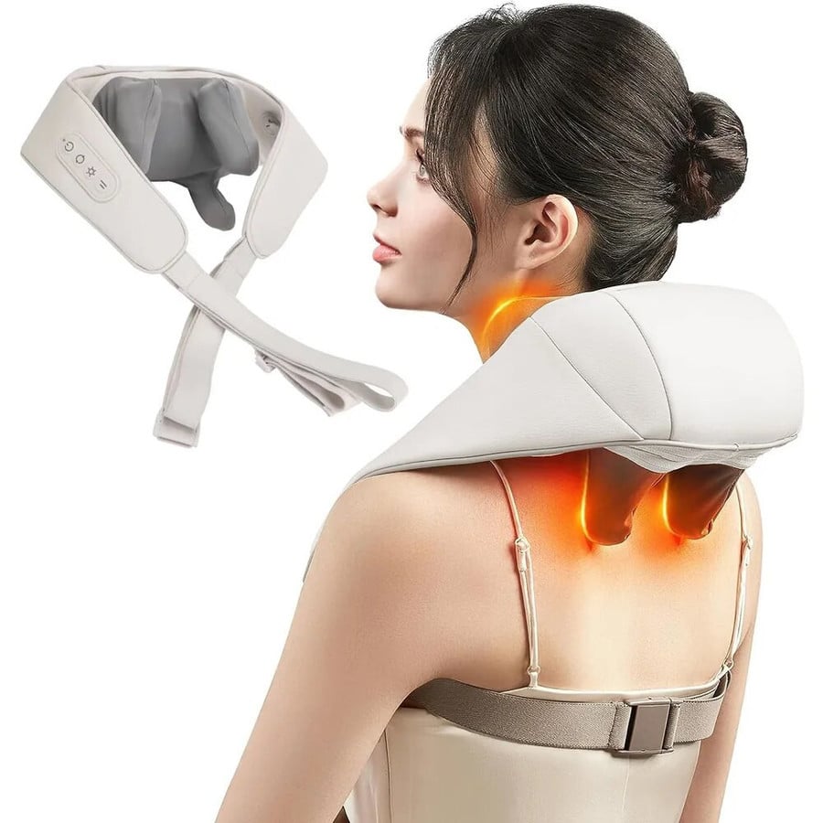 Rechargeable Electric Neck & Shoulder Massager with Heat Therapy