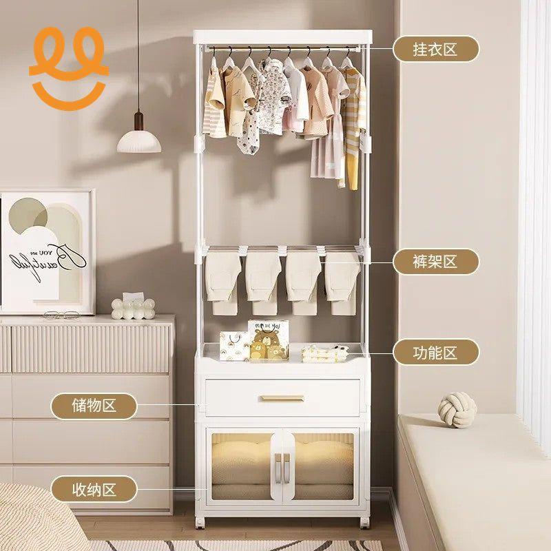 Mobile Wardrobe Portable Closet Large Capacity Clothes Organizer with Wheels Clothing Storage Shelf for Bedroom Living Room
