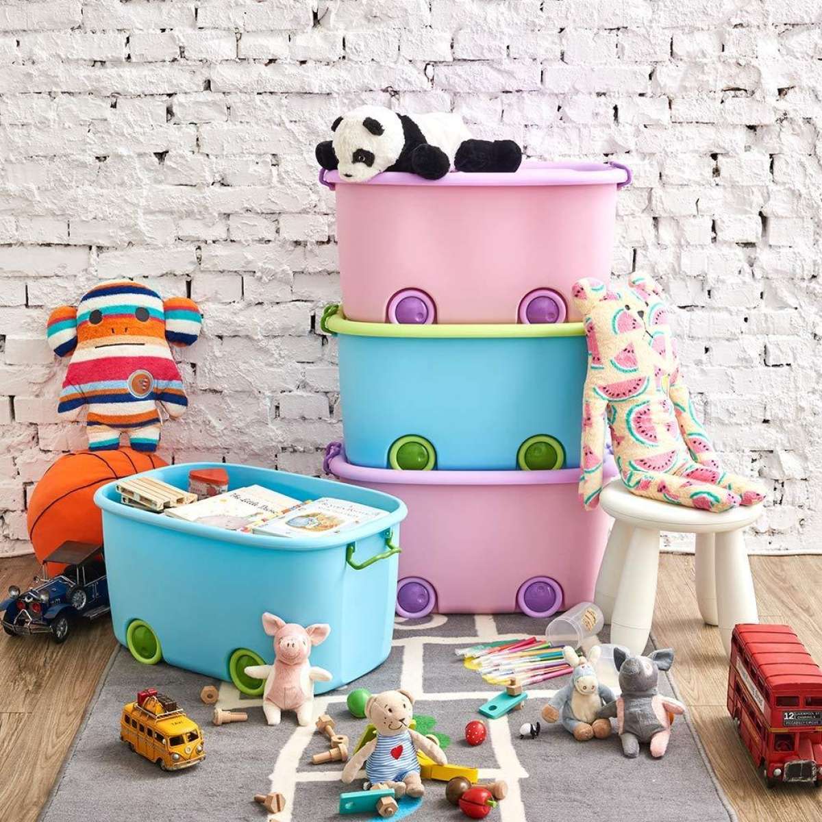 Kids Rolling Toy Storage Box with Wheels