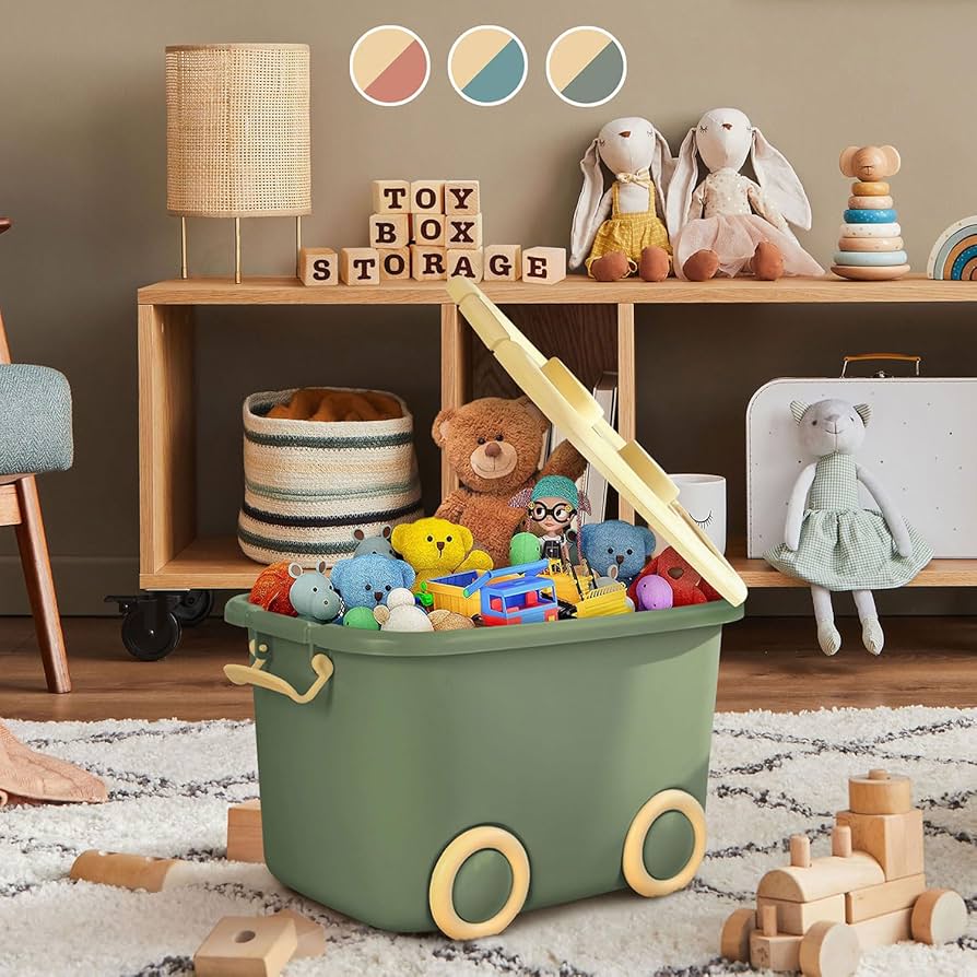 Kids Rolling Toy Storage Box with Wheels