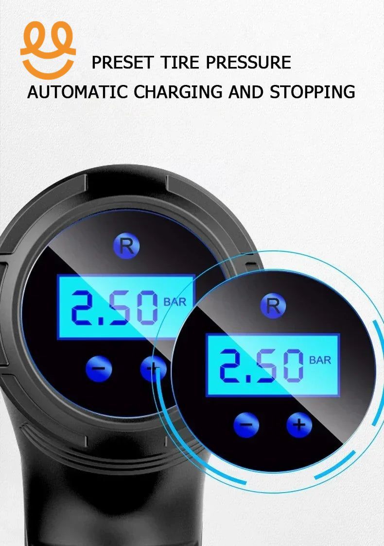 Car Mounted Inflation Pump Handheld Smart Home Car Motorcycle Portable Tire Inflation Pump Black Portable