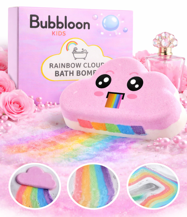Bubbloon™ Rainbow Cloud Bath Bombs ( 4-Piece Set )