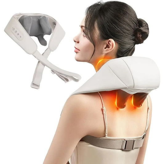 Rechargeable Electric Neck & Shoulder Massager with Heat Therapy