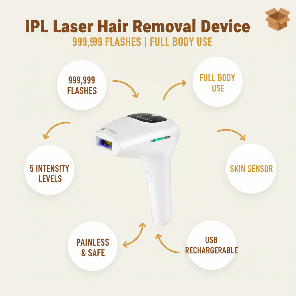 Professional IPL Laser Hair Removal Device | 999,999 Flashes | Full Body