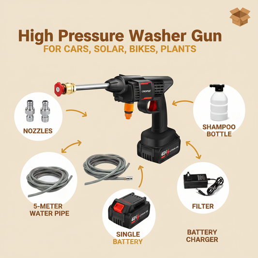 High Pressure Washer Gun With single Battery & premium Box